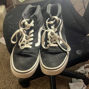 VANS, size 8, black with white stripes